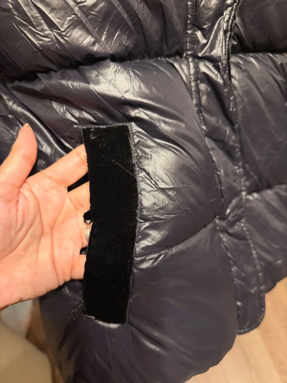 Water-Repellent Velvet-Trim Down Jacket